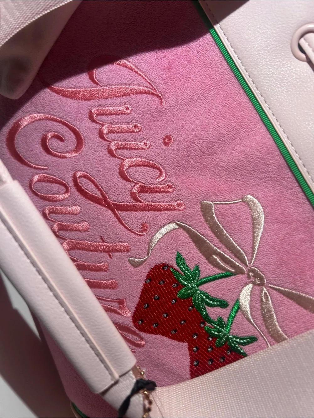 Juicy Couture Pink Strawberry Embroidered  with Charm Daydreamer Bag